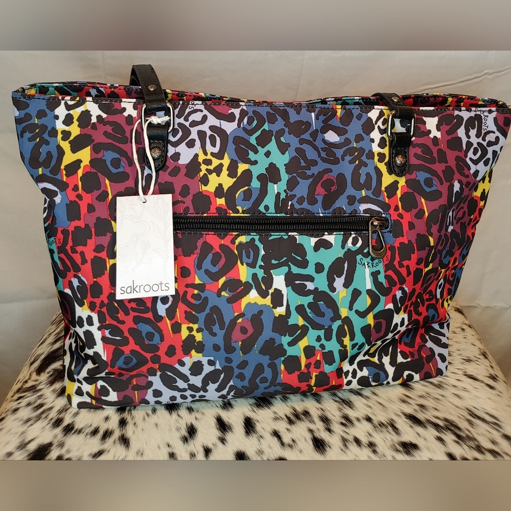 Sakroots Artist Circle Metro Tote Multi-Colored Leopard Style Print NWT - Picture 7 of 16
